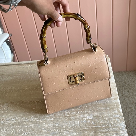 Light Brown Bamboo Handle Mini Purse - Picture 3 of 3